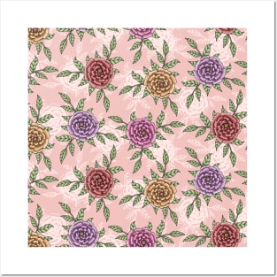 Colorful flowers pattern Posters and Art